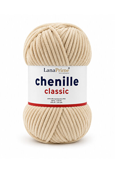 Lanaprime Fir de catifea chenille (Chenille Classic) Fir amigurumi - 5 Yumak - 507 Bej