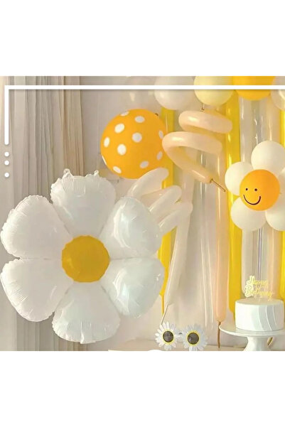 pratikpastacılık Daisy Themed White Foil Balloon 35 cm
