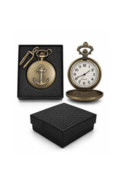 Store Özel Kutulu Çapalı Köstekli Saat 4x5 Cm – Denizci Temalı Dekoratif Cep ...