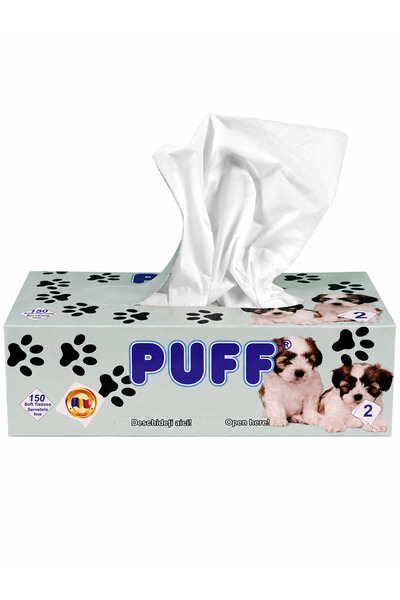 PUFF Set 6 Pachete Servetele Faciale Pop-Up, 21 x 21 cm, 2 Straturi, 150 Foi/...