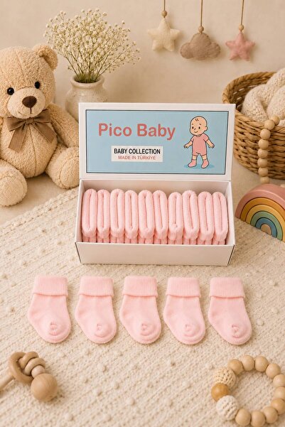 Pico Baby Organik Pamuk Unisex 5'li Kutulu Premium Yeni Doğan Bebek Çorabı