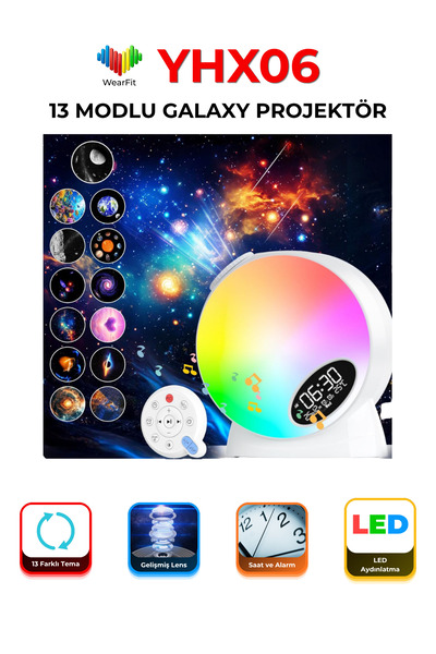 wearfit 13 Modlu Meteor Galaxy Projektör YHX06 Tavan Yıldız Işığı