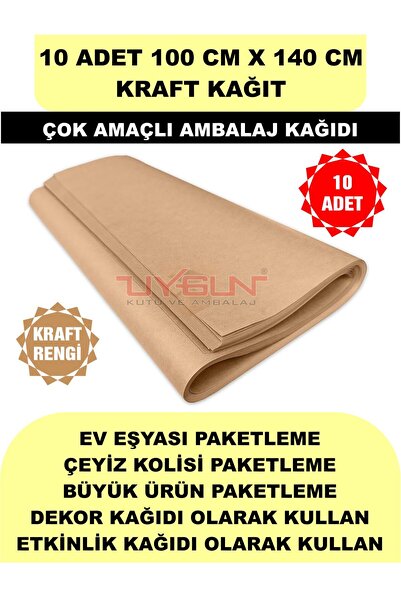 10 Adet 100cm x 140cm 100 Gr. Kraft Ambalaj Kağıdı, Çeyiz Ev eşyası Hediye Ürün Paketleme, Çocuk Etkinlikleri