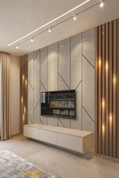 DECOMALL (TV-3) TV Arkası Duvar Kağıdı Tek Parça 3D Çita Mermer Görünümlü Salon Ofis Duvar Posteri