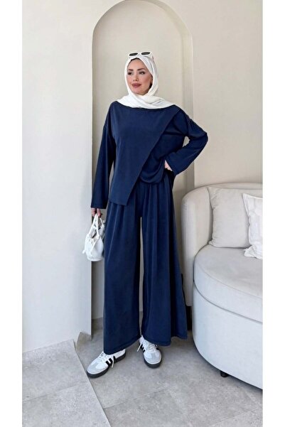 Miraydın Butik بدلة نسائية سيمترية مع بنطلون M2633 - أزرق داكن