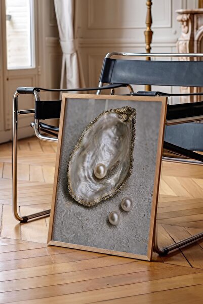 Postifull Oyster and Pearl Poster, Wooden Framed Poster, Old Money Series, No...