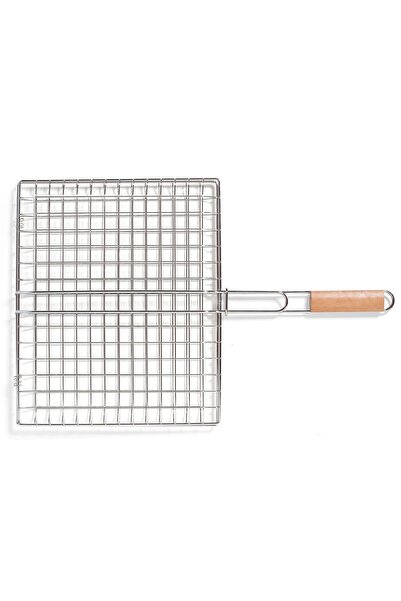 Z Store Grătar pătrat pentru BBQ – 40x33cm cu mâner din lemn