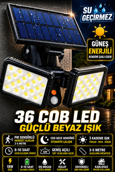 nelerbulurum Güneş Enerjili Hareket Sensörlü Su Geçirmez Katlanabilir Ayarlan...