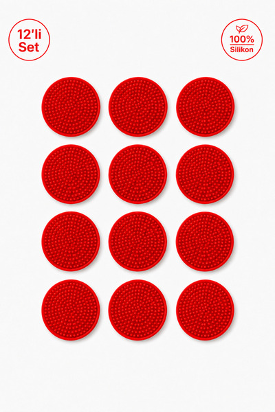 Siliconly 12 Pieces of Silicone Coasters, Coasters, 100% Silicone Coasters Red