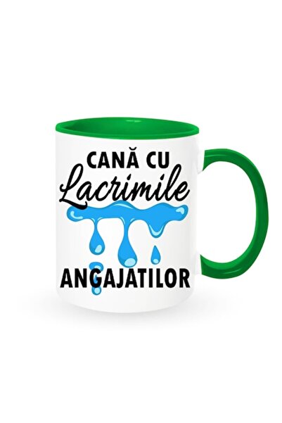 OEM Cană cu mesaj amuzant: "Lacrimile angajaților", albă cu interior verde, 3...