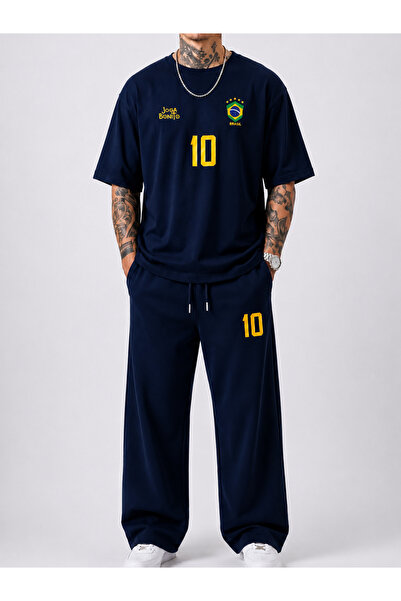 ZAVIXO Men's Cotton Summer Oversize T-Shirt and Pants Set, Size 10, Brazilian...