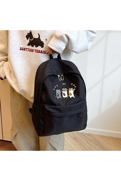 Toum Cat's Detail Printed School, Classroom, Course Backpack