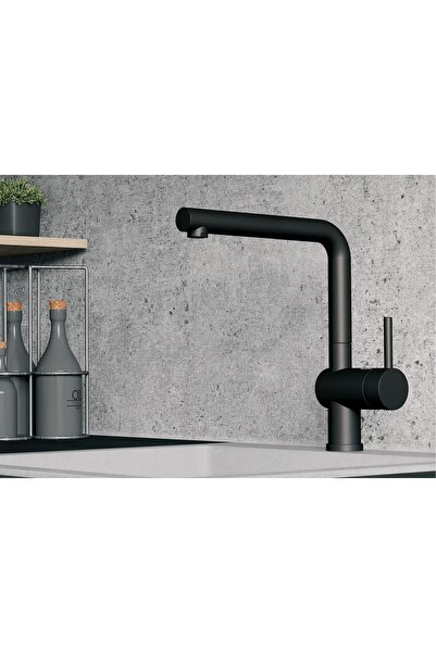 Blanco Linus SILGRANIT®-Look Black Matte Μπαταρία Κουζίνας με Περιστρεφόμενο ...