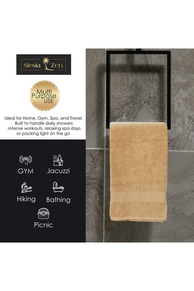 Siesta Zen Premium 100% Egyptian Cotton Bath Towel 70x140cm, Super Soft & Absorbent Towels, 600 GSM, Luxury Spa Hotel Quality, Quick Dry, Fade Resistant (Pack of 2)