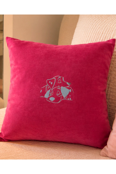 Elegancembroidery Sevimli Köpek Nakışlı Yumuşak Dokulu Dekoratif Kırlent Kılı...
