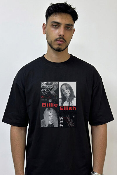 Anetos Billie Eilish_144 Dizajn Štampana Oversize Crna Majica