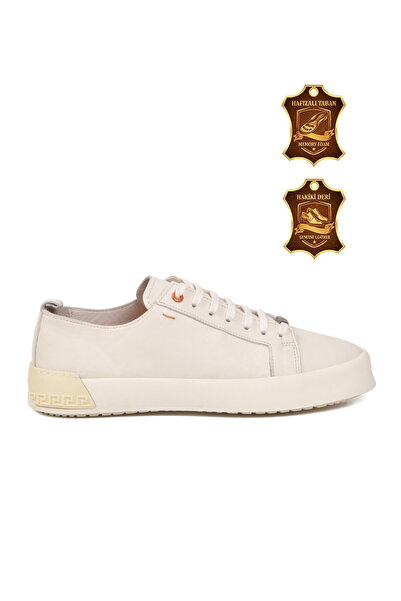 LUCIANO BELLINI Cream Genuine Leather Memory Sole Men's Casual Shoes