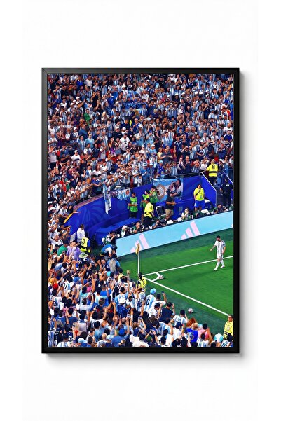 icontablo Lionel Messi the GOAT Siyah Çerçeveli Motivasyon Tasarım Tablo 35x5...