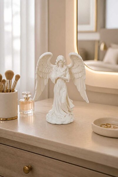 3D Baskı Melek Kadın Biblo | PLA Dekoratif Melek Figürü | Modern Ev Dekorasyonu | Salon Yatak Odası Masa Üstü Dekor | Beyaz