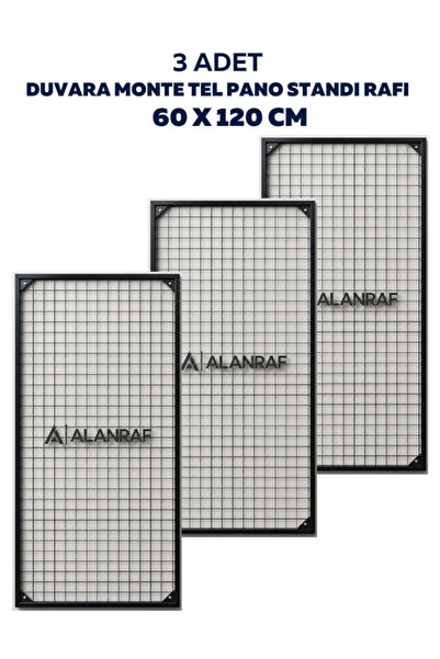 ALANRAF Sık Telli Tel Raf - Siyah Renkli Tel Pano Stand, Duvar Askılığı, Tele...