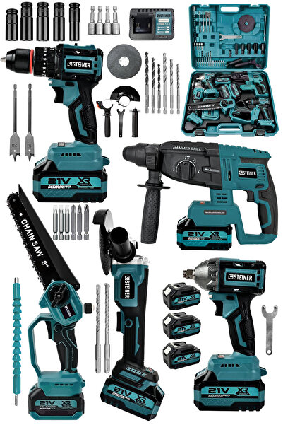 STEİNER 21V Darbeli Kömürsüz 5'li Set Kırıcı Delici Hilti - Somun Sıkma Sökme...