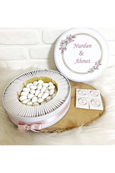 Sweet Story 150 Adet+200 Gr Drajeli Pembe Gül Temalı İsme Özel Nişan-Nikah-Sö...