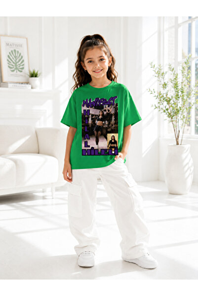 MASİON VESSAİRE Manifest Crescent Moon Printed Children's Summer T-Shirt Cotton