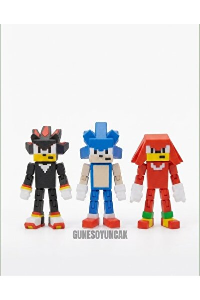 Go Sonic the hedgedog sonic shadow knuckles 3lü figür oyuncak minecraft stil