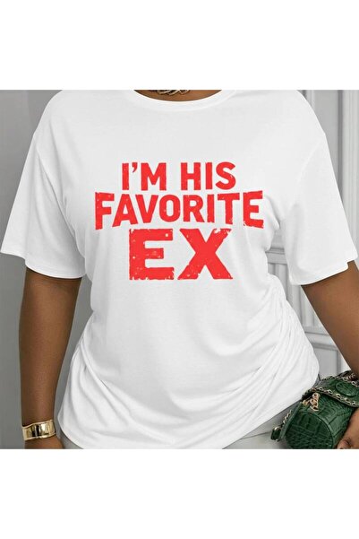 12 Teknoloji بلوزة نسائية بياقة مستديرة وطباعة - تي شيرت بنمط "I'M His Favori...