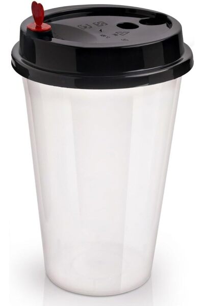 OKA Clear Plastic Cups with Black Lids 18Pcs 500ml(16oz) Durable Hot & Cold C...