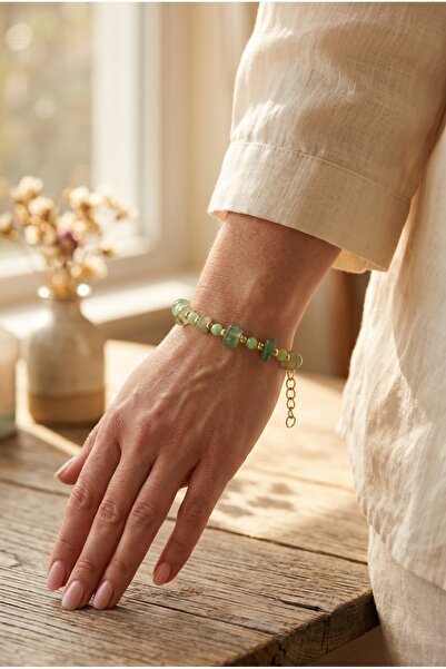 Mijja Genuine Natural Stone Crystal Beaded Adjustable Gold Chain Bracelet 1. ...