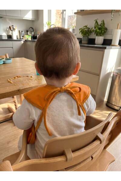 kubbe Orange Waterproof Baby Bib |   For Blw and Complementary Foods |   6-24 Months