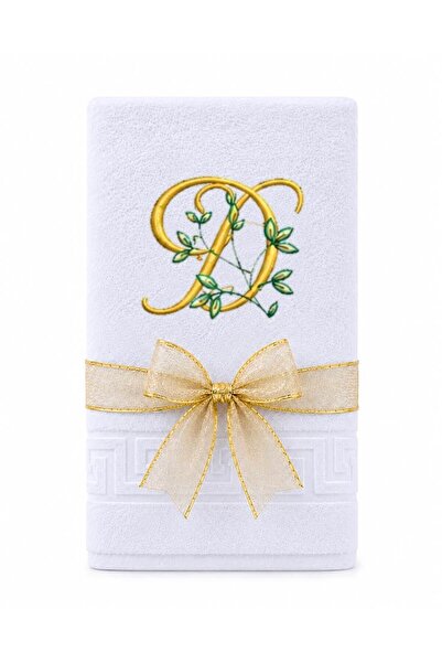 Ingift Prosop Brodat Personalizat cu Initiala D, 100% Bumbac, 50 x 90 cm, 500...