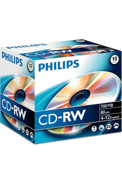 Philips Επανεγγράψιμο CD-RW 12x 700MB 10 τεμάχια Κωδικός: CW7D2NJ10/00