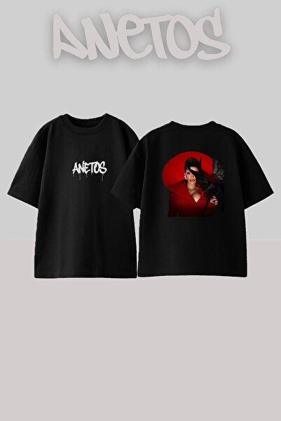 Anetos Cardi B_23 Design Printed Unisex Oversize Black Tshirt