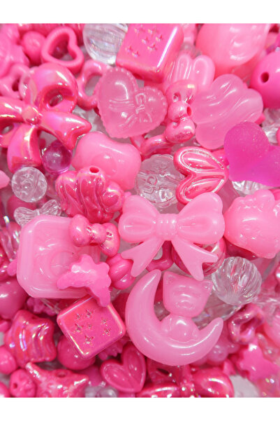 Boncuk Abla Şeker Pembe Jelly Charm Boncuk Karışık 30 Adet Figür Plastik Boncuk