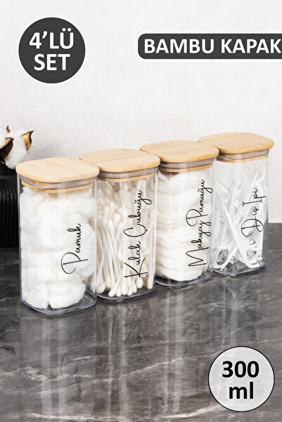 Dolkin Home 4-Piece Makeup Cotton Pads - Cotton - Ear Swabs - Floss Labeled B...