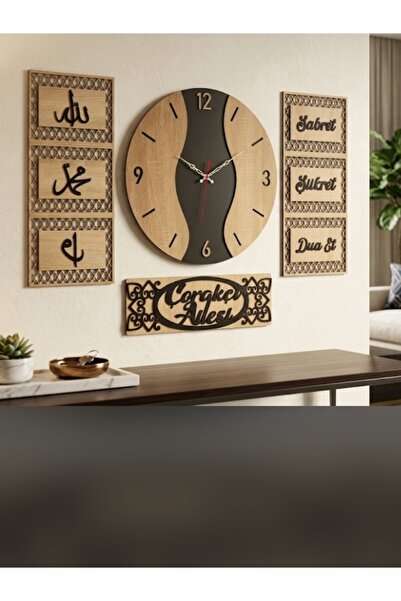 yucisaatleri Salon duvar saati 40 cm 2 adet tablo ve aile adı yazılabilen şık...