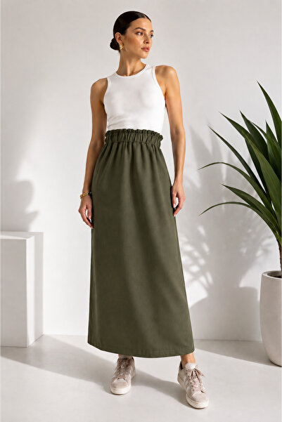 FREYA MODA High Waist Gabardine Skirt