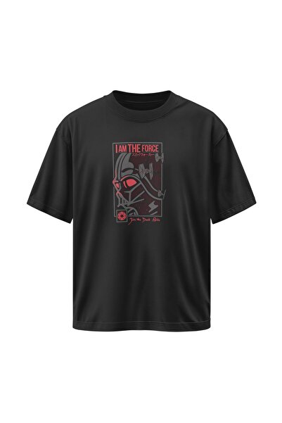 buzagi I Am the Force Oversize Unisex Black T-Shirt
