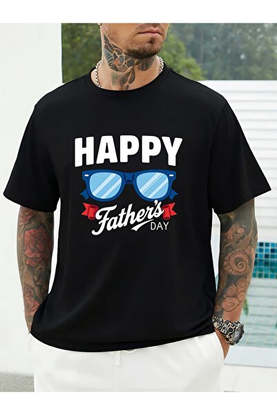 17 seramik تي شيرت Happy Father's Day 180G - تصميم أنيق على شكل نظارات شمسية،...