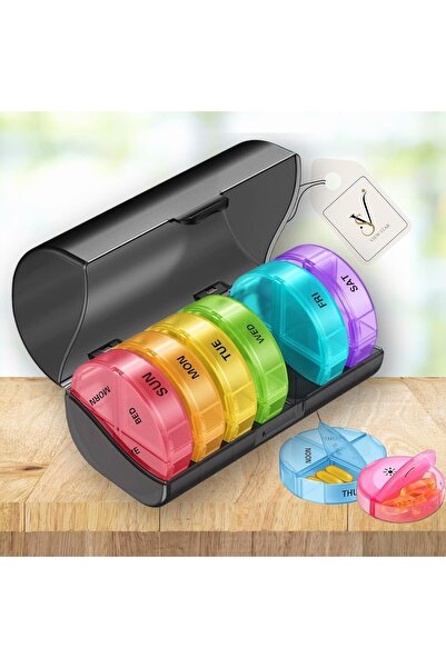 View star Viewstar Weekly Pill Organiser, Colour-Coded Compartments, 2 Contai...
