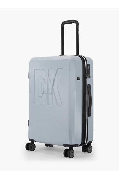 Dkny Logo Embossed Hardcase Luggage Trolley with Retractable Handle - 24 inch...