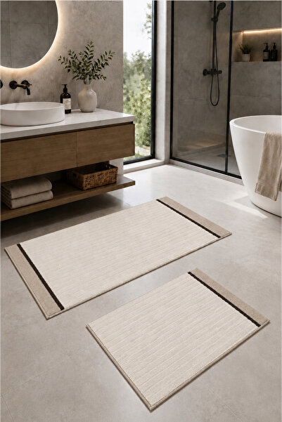 Konfor Halı Woven Surface Non-Slip Base Water Absorbent Washable Bath Mat