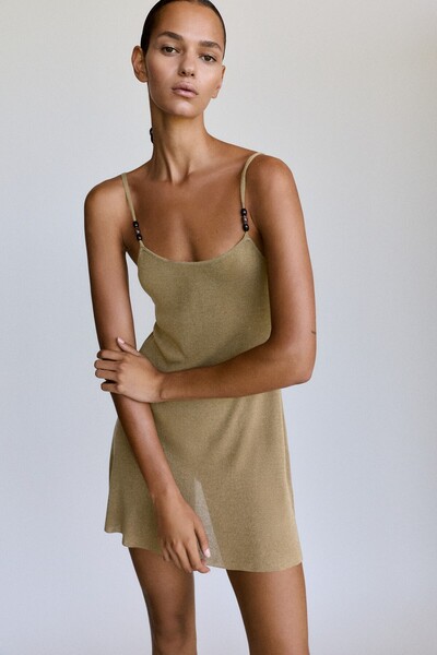 Pull & Bear Askılı kısa triko elbise