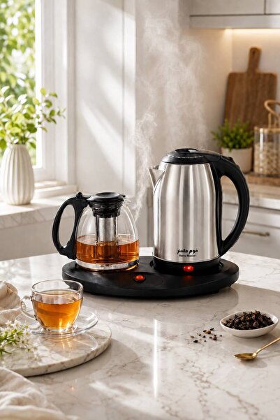 Generic Electric Kettle and Teapot Set Combines Stainless Steel Durability an...