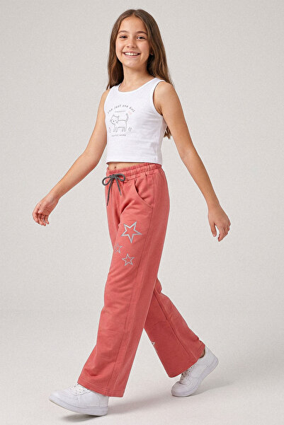 kinderos Star Printed Wide Leg Girls' Sweatpants - 26Y 26104