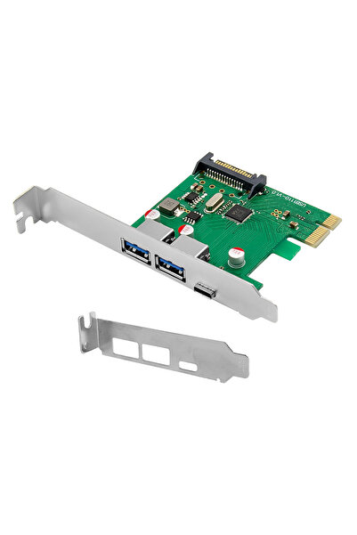 POWERTECH κάρτα επέκτασης PCIe σε 2x USB & 1x USB-C ST627, 5Gbps, 66x68mm