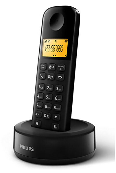 Philips ασύρματο τηλέφωνο D1601B/34, με ελληνικό μενού, μαύρο