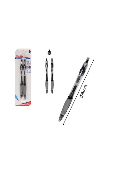 idei Set 2 Pixuri Retractabile cu Gel Negru, Vârf 0,7 mm, Lungime 155 mm